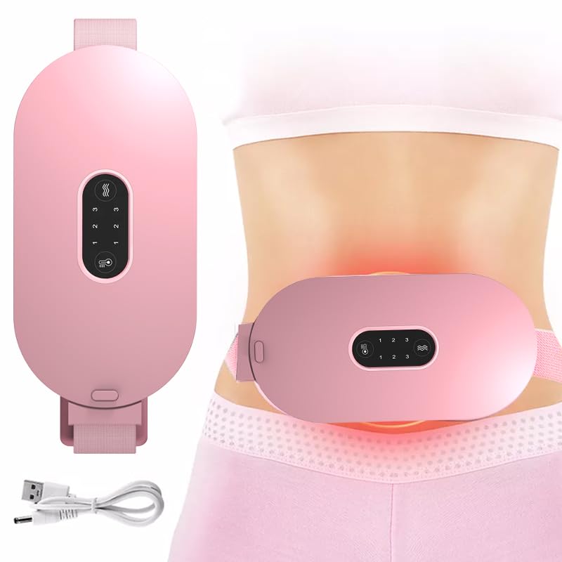 Wireless Heating Pad for Menstrual Pain Relief - 4 Heat Levels, 4 Vibration Modes - Comfortable Belly Warmer and Cramp Relief Gift