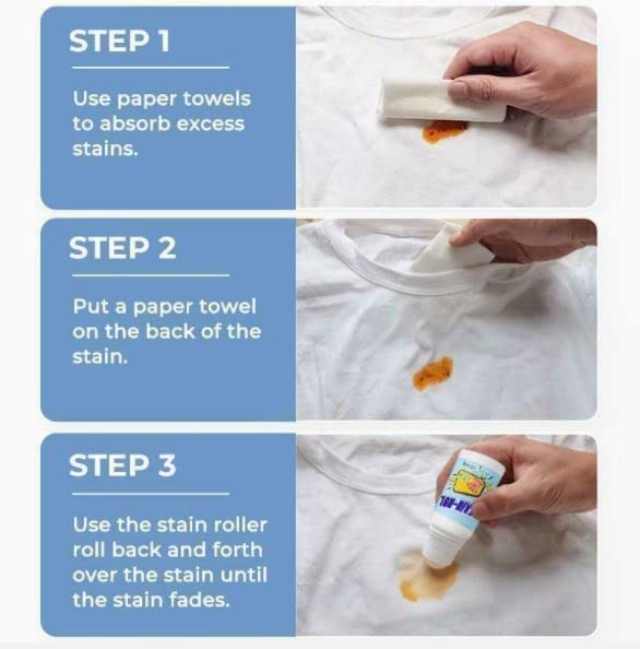 Stain Remover for Clothes - Multi-Purpose Roll Bead Fabric Stain Remover Pen - Instant Stain Removal for Cotton, Linen, Polyester, Denim, and More