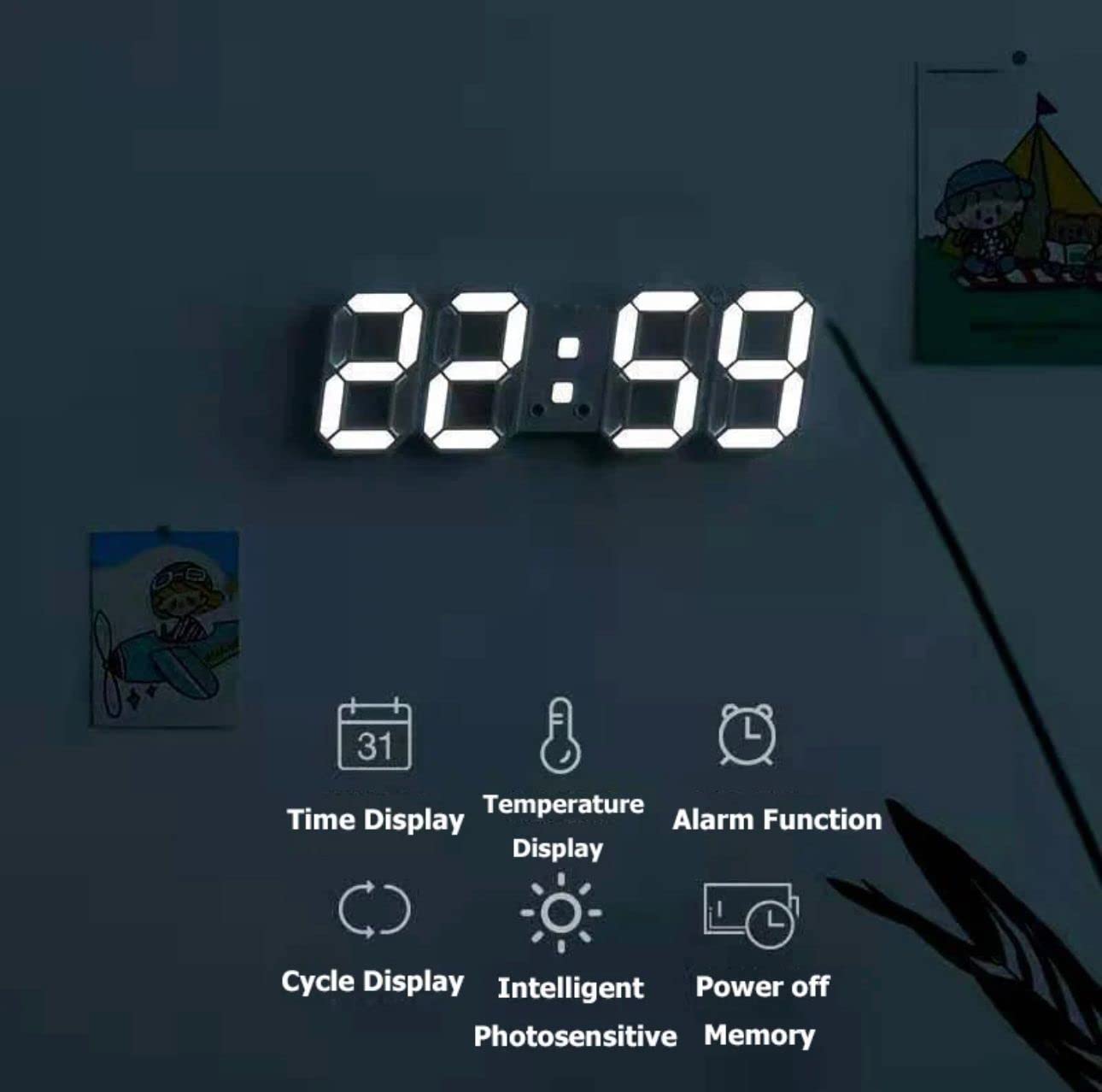 Acrylic Digital LED Display Clock - Stylish Electricity-Powered Table and Wall Hanging Alarm Clock