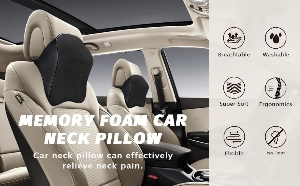 Memory Foam Car Neck Pillow - Ergonomic Support for a Pain-Free Drive!