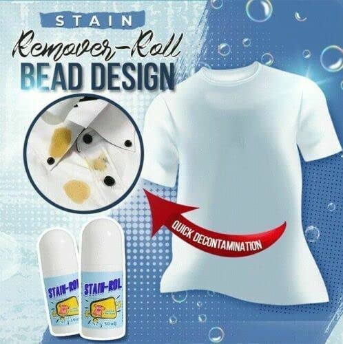 Stain Remover for Clothes - Multi-Purpose Roll Bead Fabric Stain Remover Pen - Instant Stain Removal for Cotton, Linen, Polyester, Denim, and More