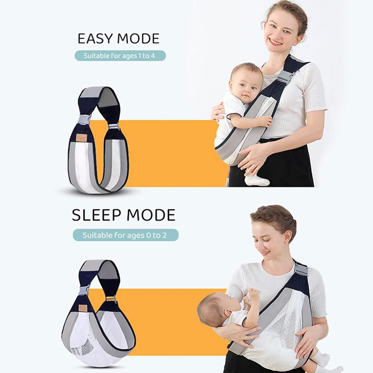Versatile and Comfortable Baby Carrier for 0-36 Months - Ergonomic 3D Mesh Wrap with Adjustable Sling Straps