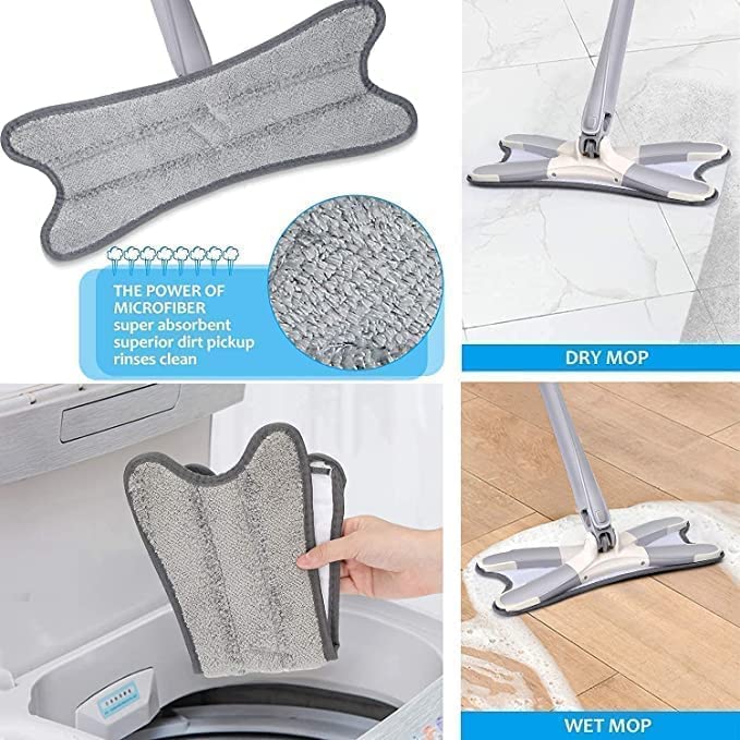 Microfiber X Shape Mop - Self-Wringing for a Hassle-Free Experience!