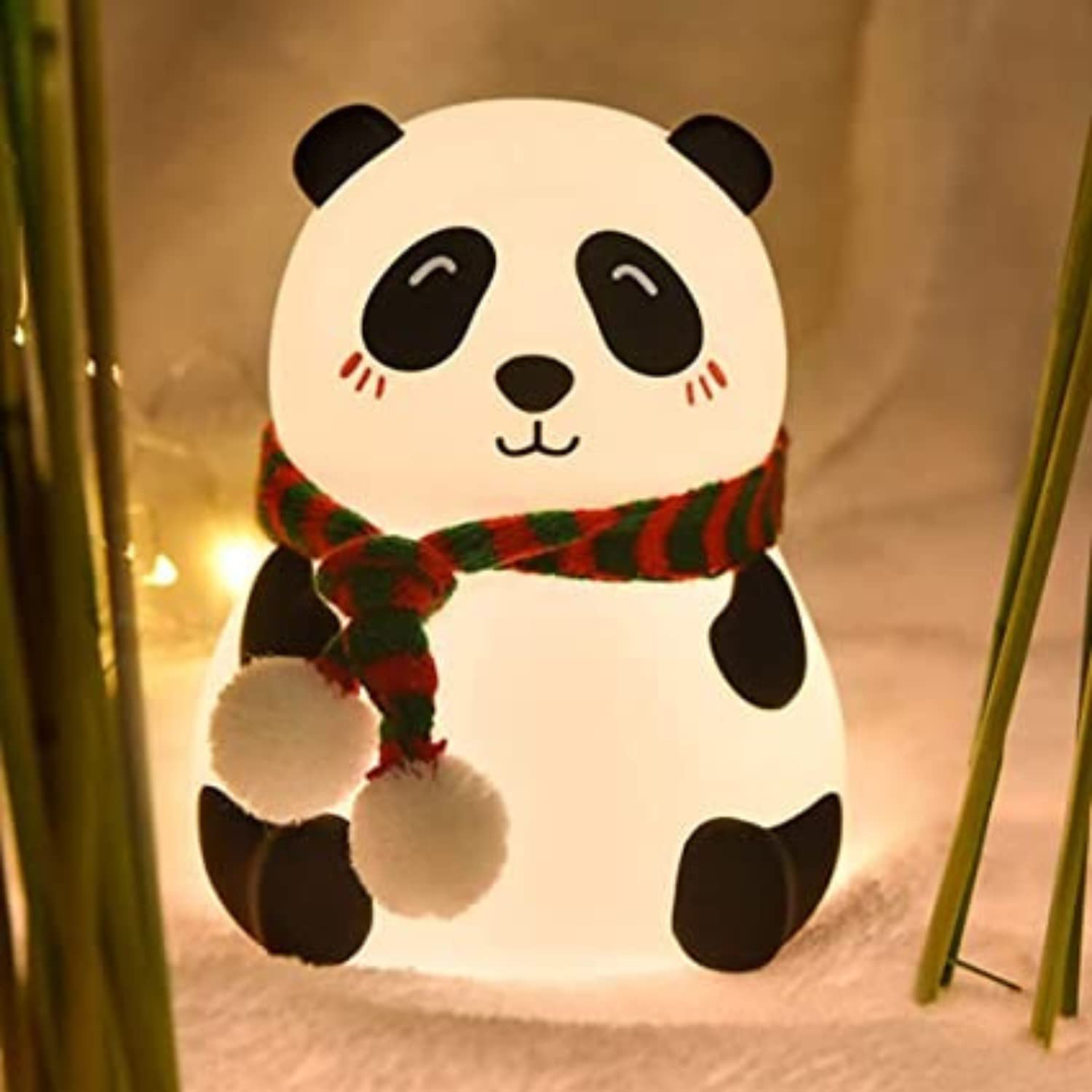 Panda Lamp, Panda Gifts, Panda Touch Silicone Lamp, Birthday Gift for Girls and Boys, Panda Light Lamp, Kids Night Light, Silicone lamp, Rechargeable - Close Eye