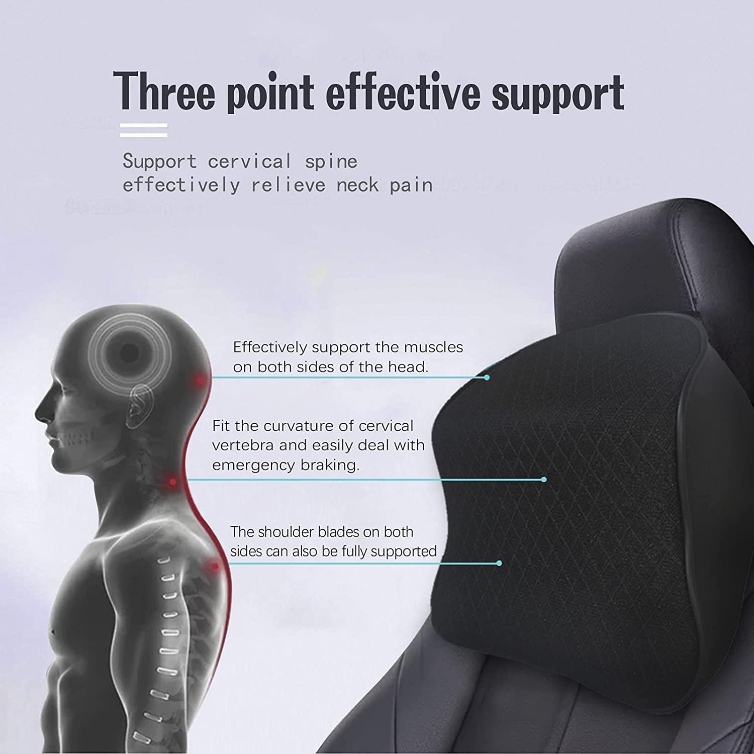 Memory Foam Car Neck Pillow - Ergonomic Support for a Pain-Free Drive!