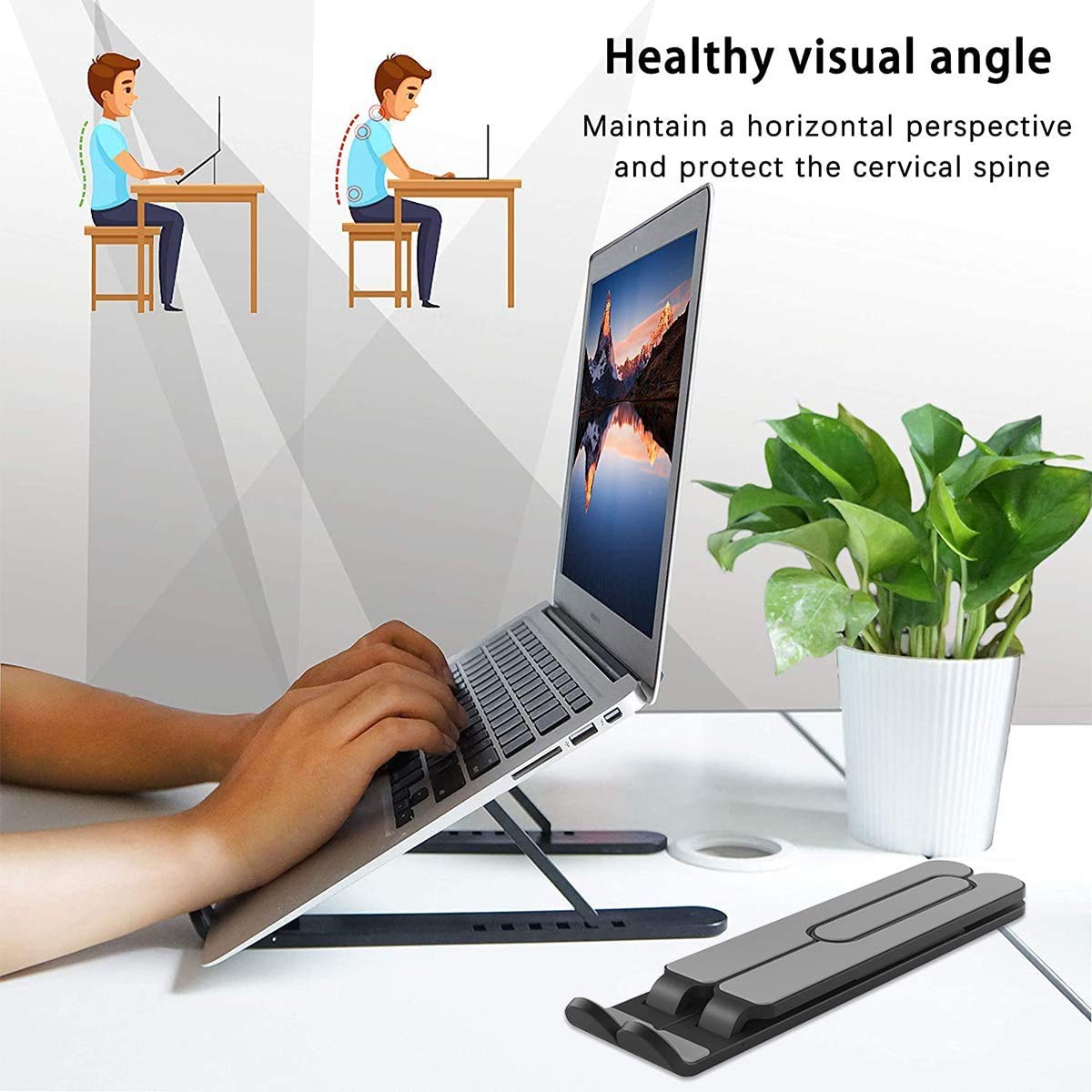 Adjustable Laptop Tablet Stand - Ergonomic, Non-Slip, Heat Dissipation (11-17 inch)