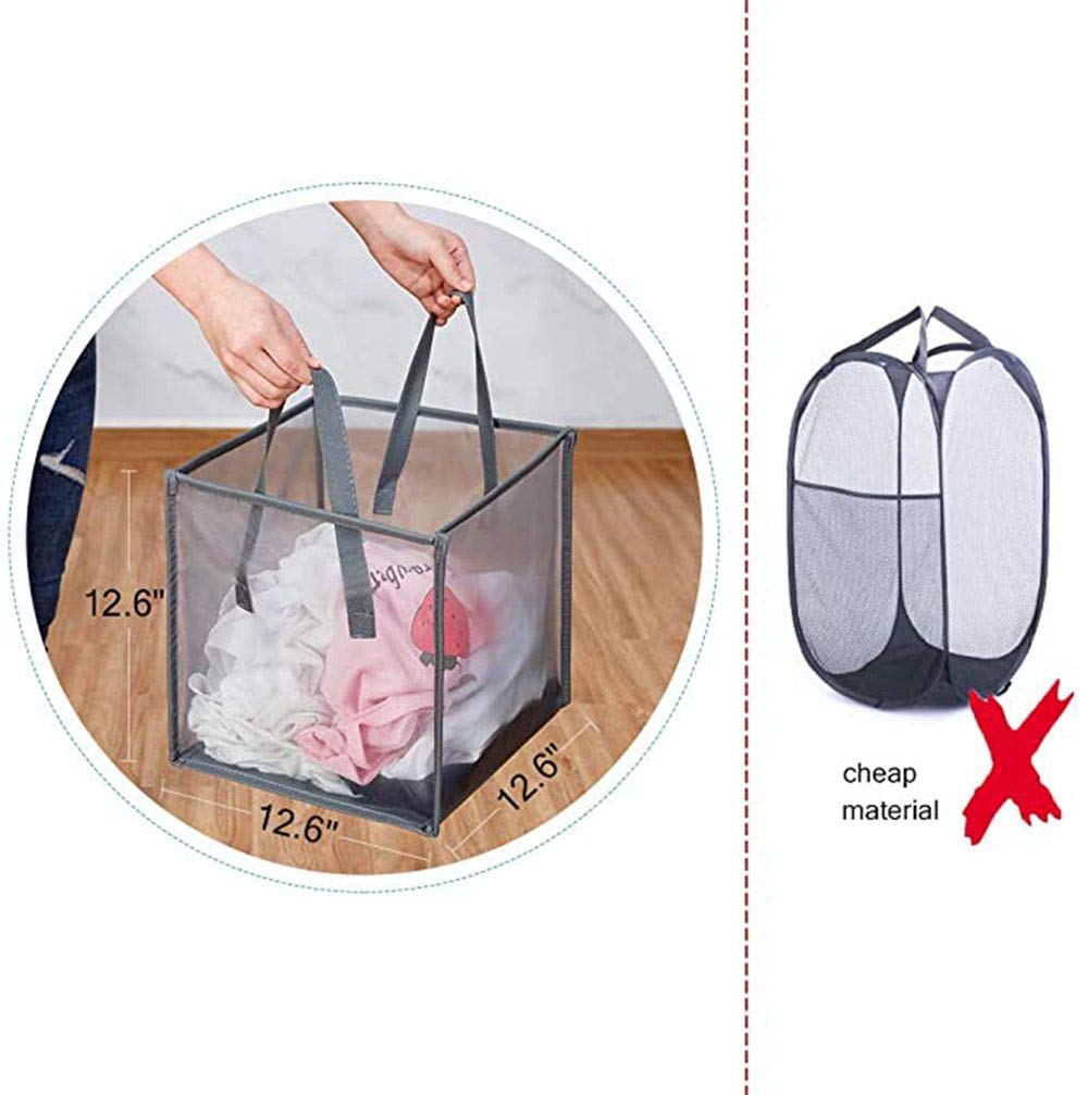 Pop Up Laundry Baskets - Mesh Collapsible Laundry Hampers Storage with Handle - Foldable for Washing Storage, Great for The Kids Room, College Dorm, Travel Organizer