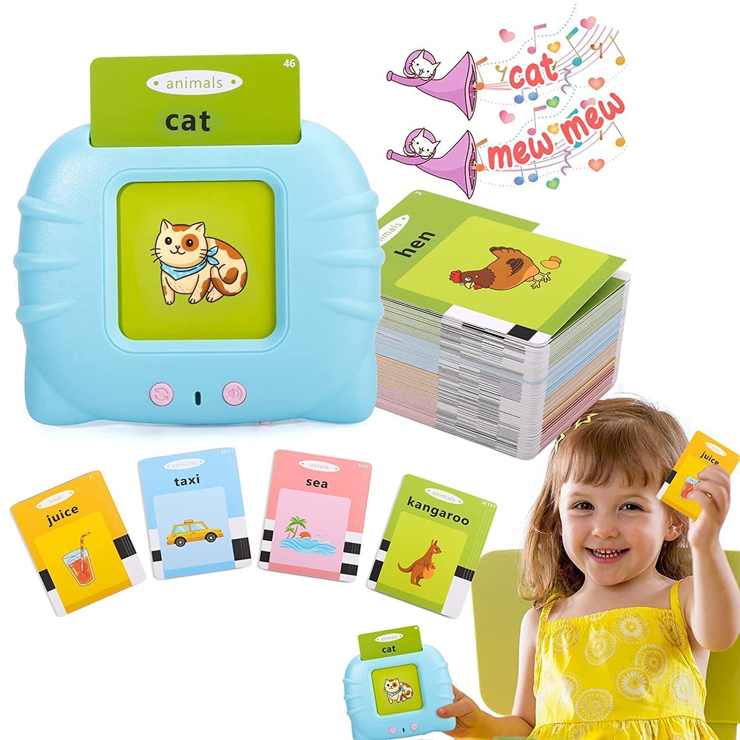 Interactive Talking Flashcards for Toddlers - Educational Learning Toys with 224 Words | Ideal Gift for 2-6 Years Old Boys and Girls