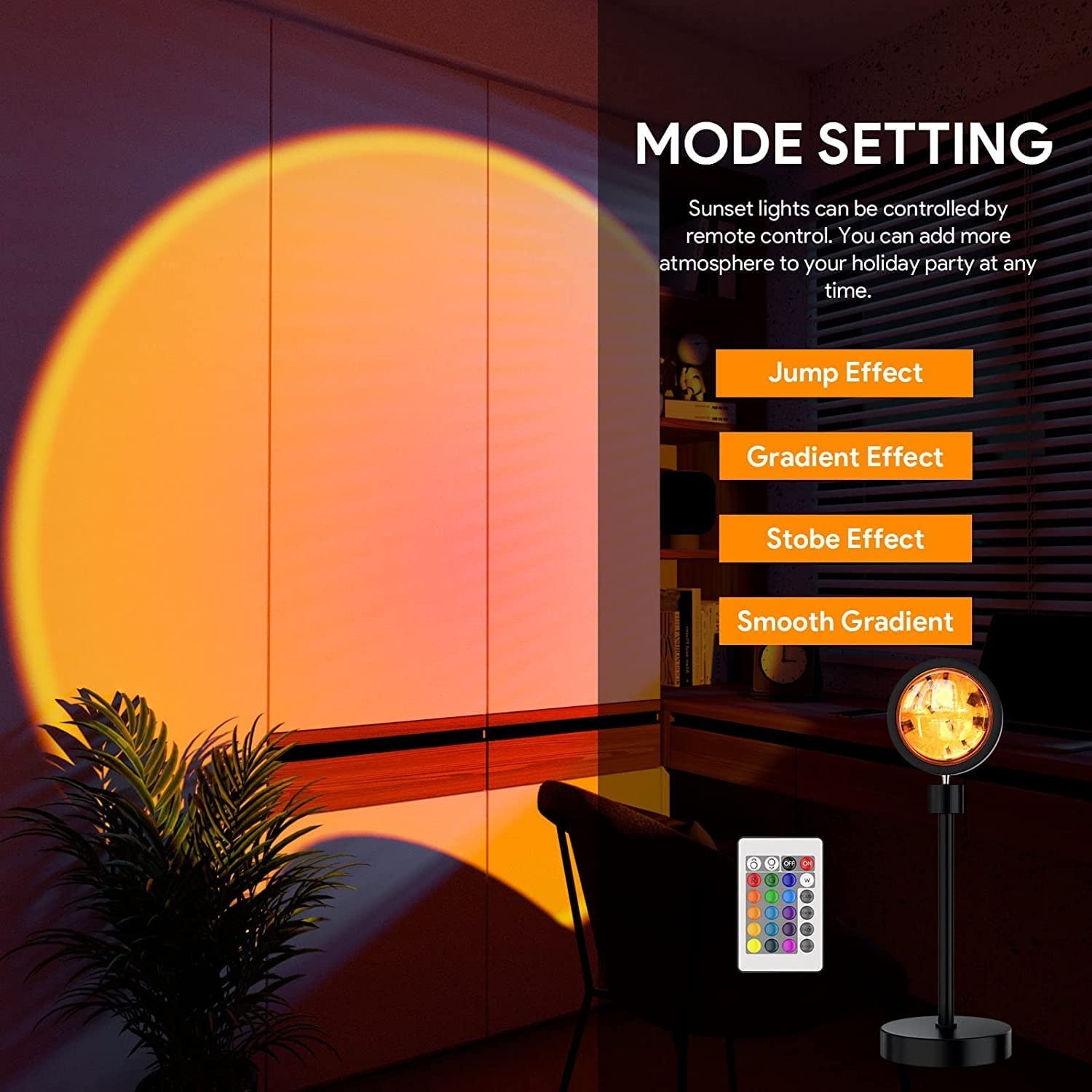 Sunset Magic: 16 Colors Sunset Projection Lamp with Remote