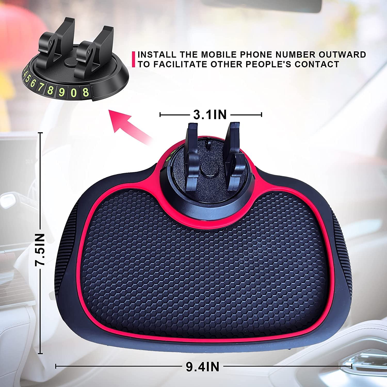 360° Rotating Car Dashboard Mat with Phone Holder - Anti-Slip, Perfect for Smartphone and GPS