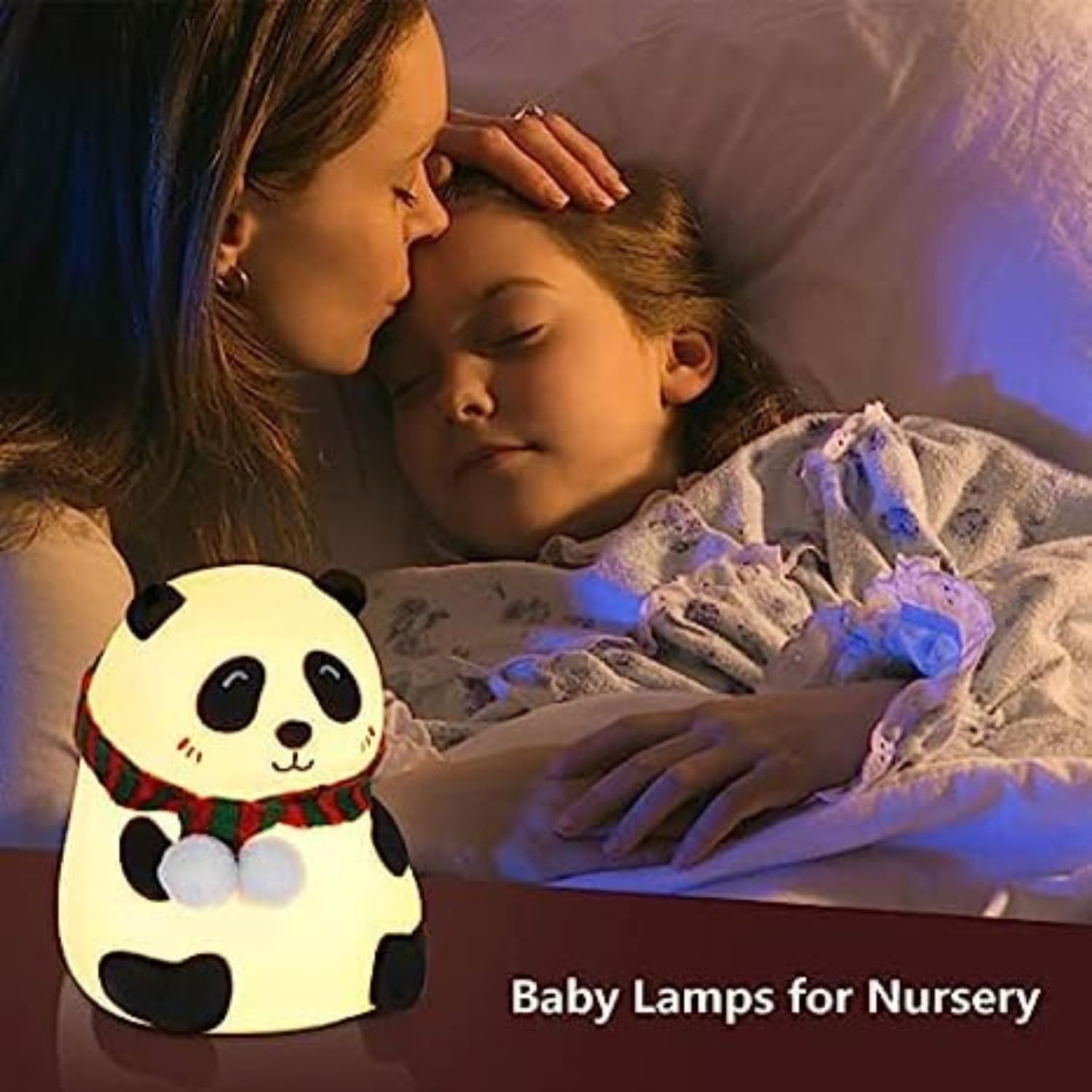 Panda Lamp, Panda Gifts, Panda Touch Silicone Lamp, Birthday Gift for Girls and Boys, Panda Light Lamp, Kids Night Light, Silicone lamp, Rechargeable - Close Eye