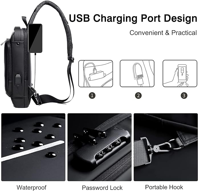 Secure and Stylish: Anti-Theft Sling Bag with USB Charging - Your Ultimate Crossbody Companion