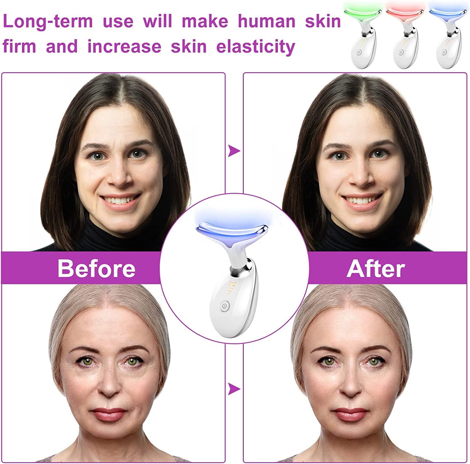Vibrating Face & Neck Massager for Firming and Rejuvenation - Skin Lifting Beauty Device