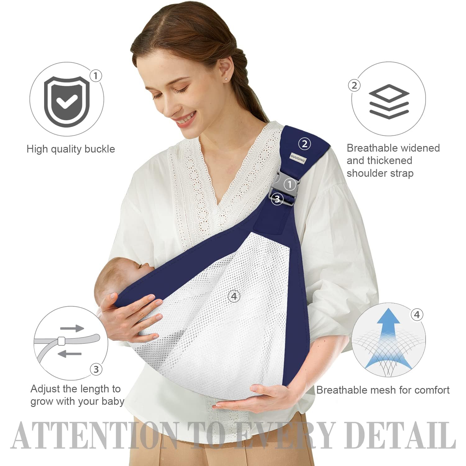 Versatile and Comfortable Baby Carrier for 0-36 Months - Ergonomic 3D Mesh Wrap with Adjustable Sling Straps