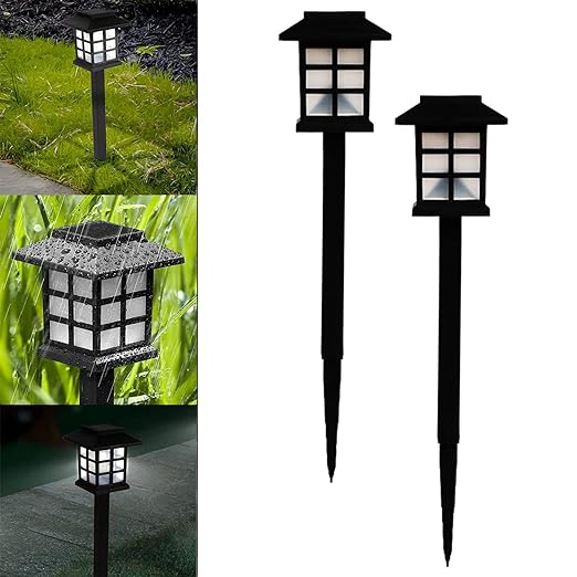 Solar Light Outdoor Waterproof Automatic On/Off for Garden Fountain - Decorative Lamp Stands for Pathway - Pack of 2
