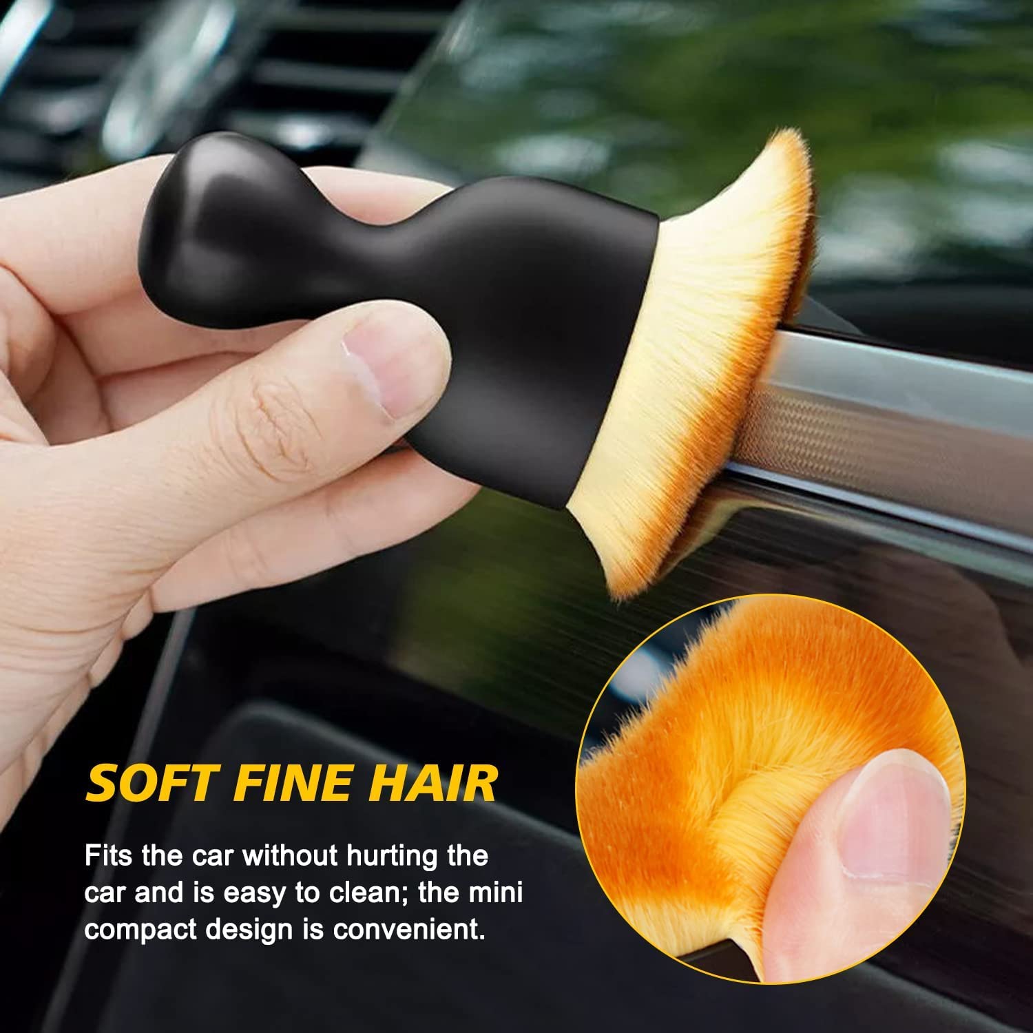 Car Dust Cleaning Brush BMG Import Export Auto Interior Soft Hair Removal Brush Car Cleaning Brush Dust Collectors Curved Design Dirt Dust Clean Brushes Air Conditioner Leather Computer Scratch Free