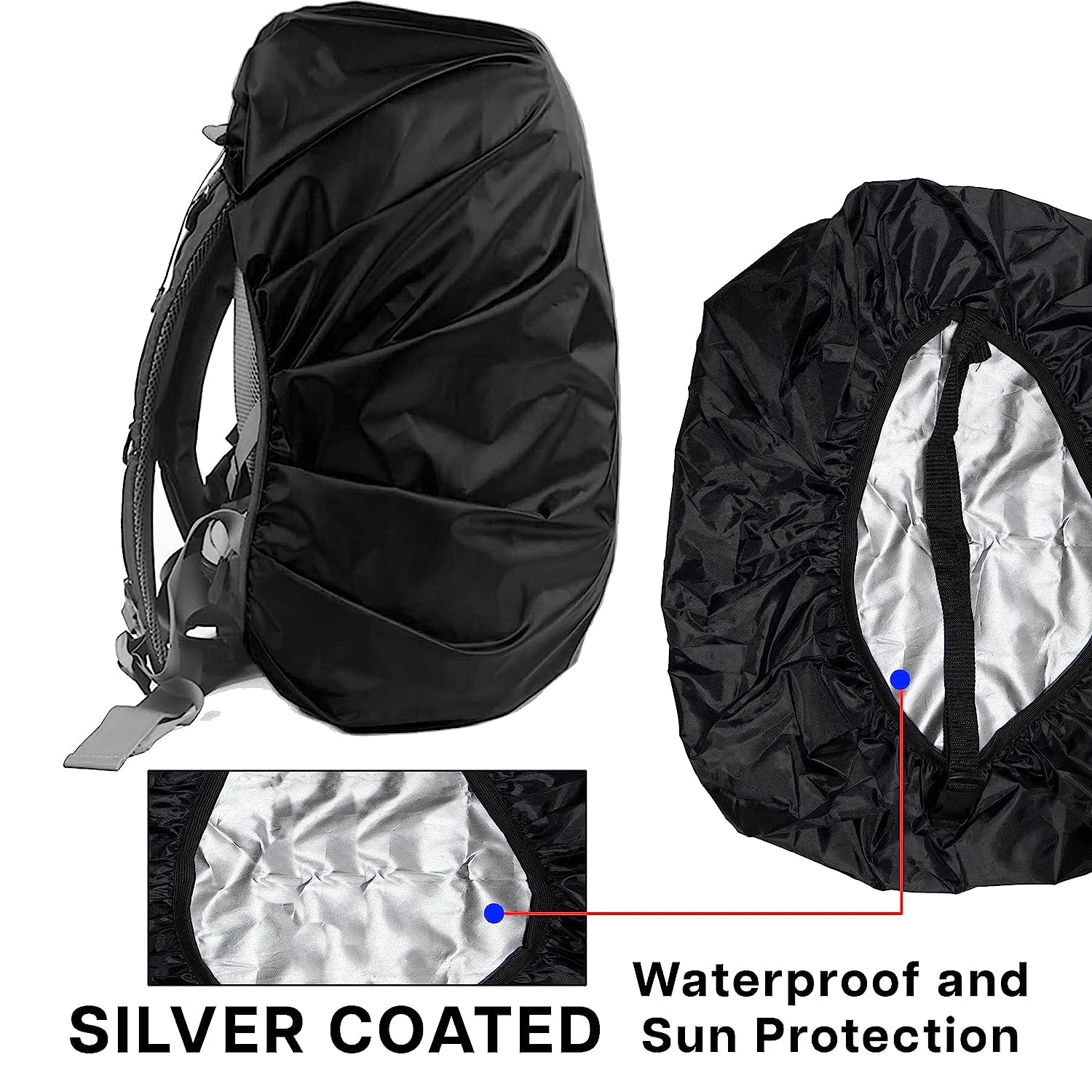 Reflective Waterproof Rucksack Covers - Essential Travel Accessories for Outdoor Bicycling, Hiking, Camping, and Traveling Pack Cover (30-60L)
