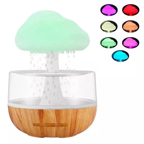 Cloud Rain Diffuser, Raindrop Humidifier, Mushroom Waterfall Lamp, Anxiety and Stress Relief, Improves Sleep & Focus with Relaxing Sound